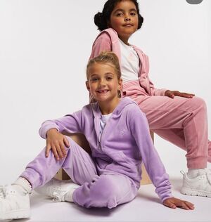 Stelle M girls pink glam velvet velour 2 piece matching set sweatpants jacket
